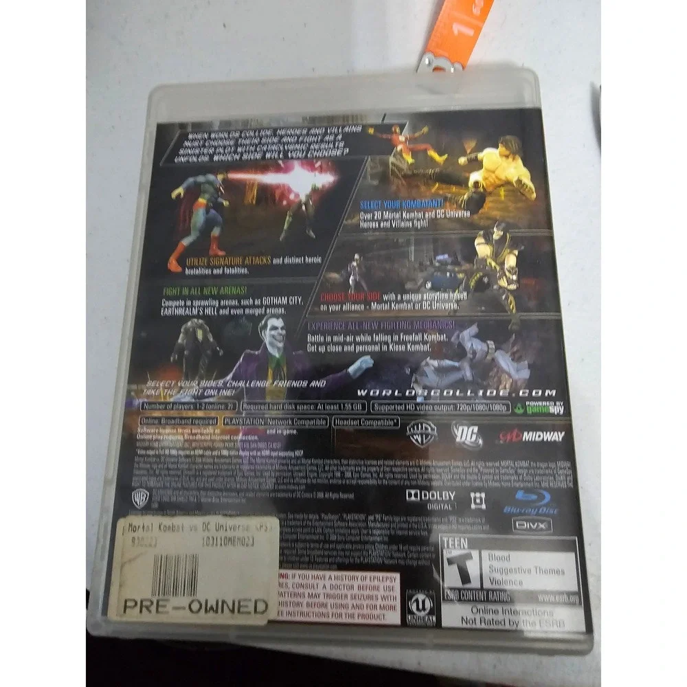 Mortal Kombat vs DC Universe Sony PlayStation 3 PS3 Game Complete with Manual